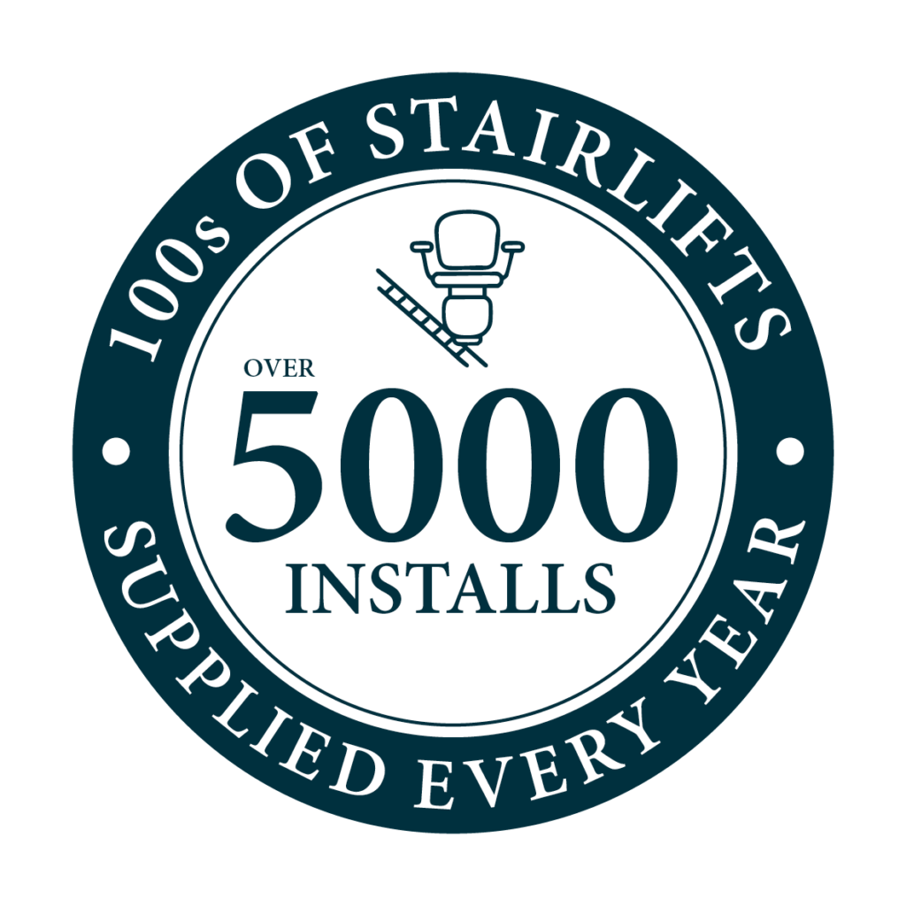 Kudos Stairlifts - trust badge - over 5000 installs, 100s of stairlifts supplied every year